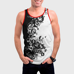 Майка-безрукавка мужская Чёрно белый стильный узор, цвет: 3D-красный — фото 2