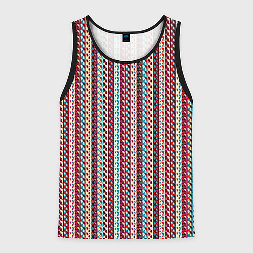 Мужская майка без рукавов Разноцветные полосы-узоры / 3D-Черный – фото 1
