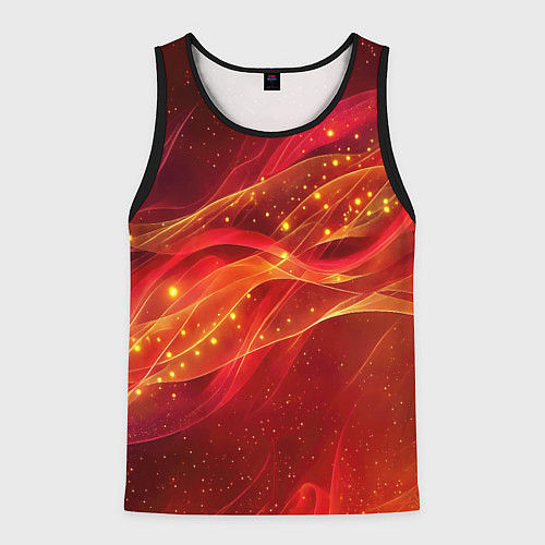 Мужская майка без рукавов Красные и оранжевые линии с золотым блеском / 3D-Черный – фото 1