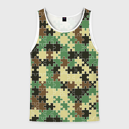Мужская майка без рукавов Красочный камуфляжный пазл / 3D-Белый – фото 1