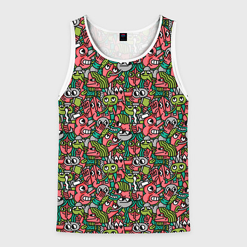 Мужская майка без рукавов Человечки с длинными носами / 3D-Белый – фото 1