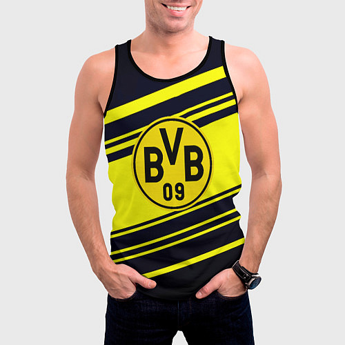 Мужская майка без рукавов Borussia sport geometry / 3D-Черный – фото 3