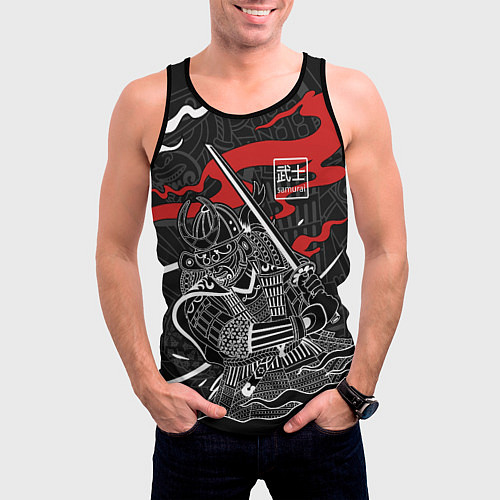 Мужская майка без рукавов Тень война - самурай / 3D-Черный – фото 3