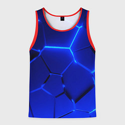 Майка-безрукавка мужская Текстура темных синих неоновые плиты, цвет: 3D-красный