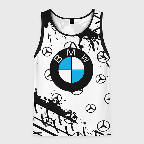 Мужская майка без рукавов BMW x Mercedes краски / 3D-Черный – фото 1