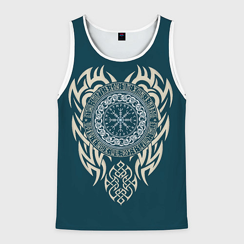 Мужская майка без рукавов Символика северного воина - шлем ужасов агисхъяльм / 3D-Белый – фото 1