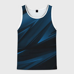 Майка-безрукавка мужская Geometry stripes blue neon, цвет: 3D-белый