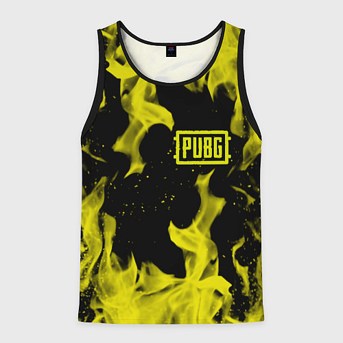 Мужская майка без рукавов PUBG жёлтый огонь / 3D-Черный – фото 1