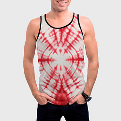 Майка-безрукавка мужская Тай-дай бело-красный, цвет: 3D-черный — фото 2