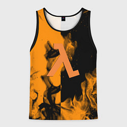 Майка-безрукавка мужская Half life fire orange, цвет: 3D-черный