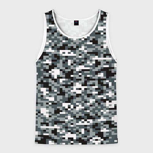 Мужская майка без рукавов Камуфляжные пиксели текстура / 3D-Белый – фото 1