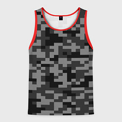 Майка-безрукавка мужская Камуфляжные пиксели блэк, цвет: 3D-красный