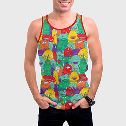 Майка-безрукавка мужская Разноцветные монстрики, цвет: 3D-красный — фото 2