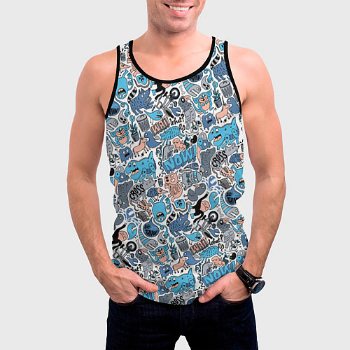 Мужская майка без рукавов Дудл животные и монстры / 3D-Черный – фото 3