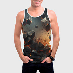 Майка-безрукавка мужская Эпичный взрыв из камней, цвет: 3D-белый — фото 2
