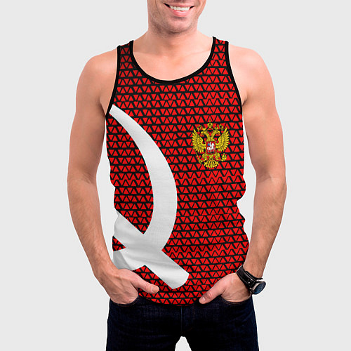 Мужская майка без рукавов РФ стиль СССР / 3D-Черный – фото 3