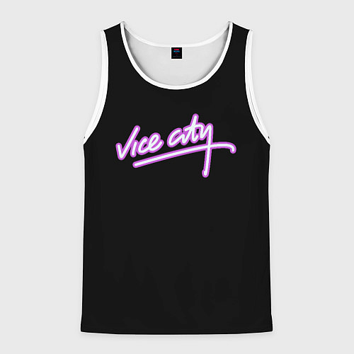 Мужская майка без рукавов Vice city logo neon / 3D-Белый – фото 1