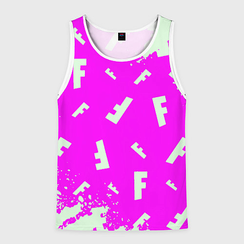 Мужская майка без рукавов Fortnite pattern pink / 3D-Белый – фото 1