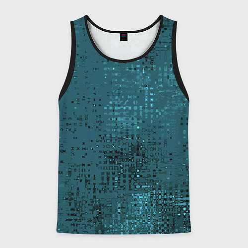 Мужская майка без рукавов Тёмный бирюзовый абстракция однотонный / 3D-Черный – фото 1