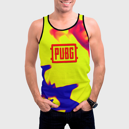 Мужская майка без рукавов PUBG neon flame / 3D-Черный – фото 3