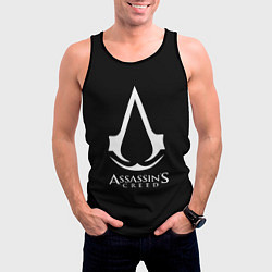 Майка-безрукавка мужская Assassins Creed logo game, цвет: 3D-черный — фото 2