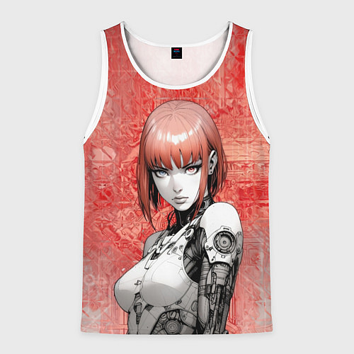 Мужская майка без рукавов Девушка-андроид с гетерохромией / 3D-Белый – фото 1