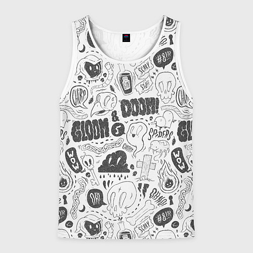 Мужская майка без рукавов Мрак и обречённость - приведения: паттерн / 3D-Белый – фото 1