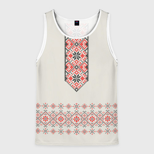 Мужская майка без рукавов Вышиванка славянская - алатырь / 3D-Белый – фото 1