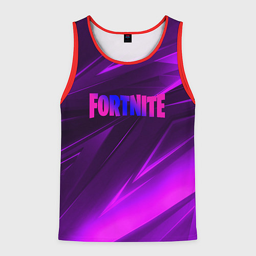 Мужская майка без рукавов Fortnite neon stripes angles logo / 3D-Красный – фото 1