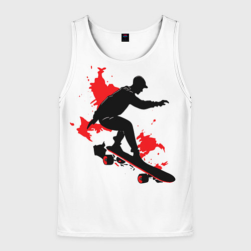Мужская майка без рукавов Черный скейтер / 3D-Белый – фото 1
