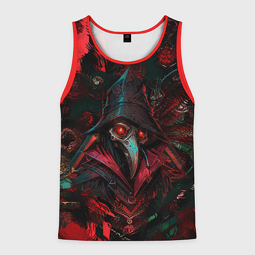 Мужская майка без рукавов Чумной доктор с пылающим взором / 3D-Красный – фото 1