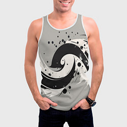 Майка-безрукавка мужская Инь-янь абстракция - нейроарт, цвет: 3D-белый — фото 2