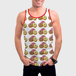 Майка-безрукавка мужская Пончики-фастфуд паттерн, цвет: 3D-красный — фото 2