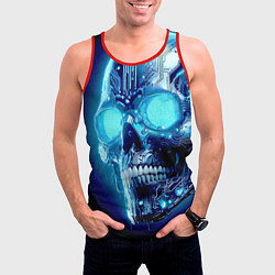 Майка-безрукавка мужская Neon cyber skull - ai art, цвет: 3D-красный — фото 2