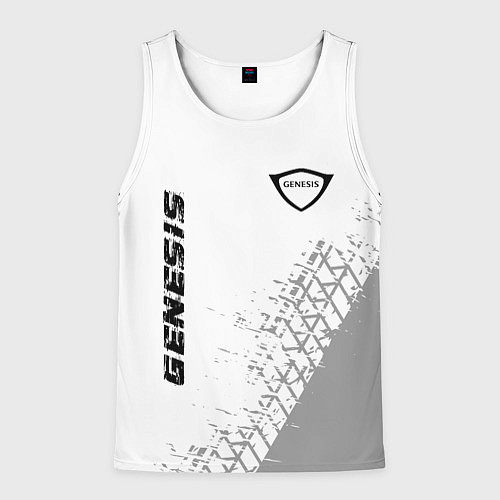 Мужская майка без рукавов Genesis speed на светлом фоне со следами шин верти / 3D-Белый – фото 1
