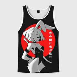 Мужская майка без рукавов Секси девушка-самурай с заячьими ушками- иероглифы