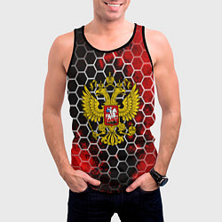 Майка-безрукавка мужская Герб РФ краски броня, цвет: 3D-черный — фото 2