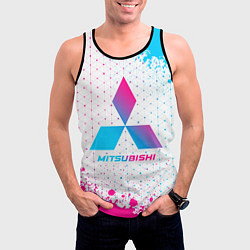 Майка-безрукавка мужская Mitsubishi neon gradient style, цвет: 3D-черный — фото 2