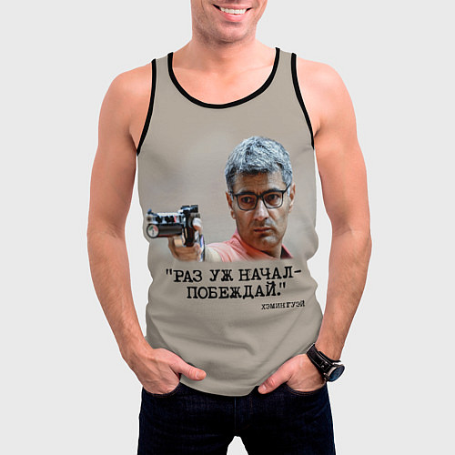 Мужская майка без рукавов Стрелок Юсуф Дикеч и цитата Хэмингуэя: если начал / 3D-Черный – фото 3