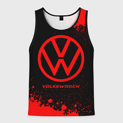 Майка-безрукавка мужская Volkswagen - red gradient, цвет: 3D-черный