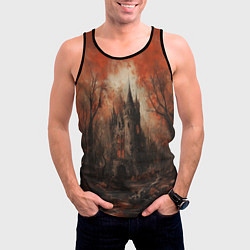 Майка-безрукавка мужская Замок в осеннем лесу, цвет: 3D-черный — фото 2