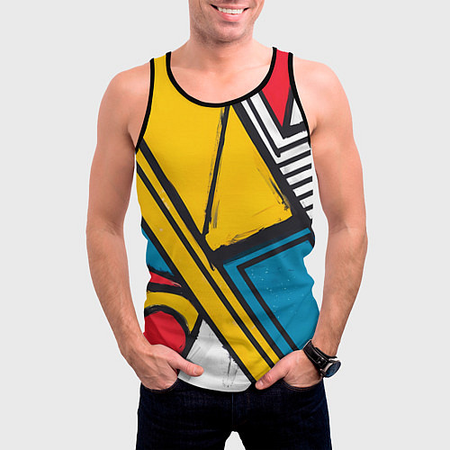 Мужская майка без рукавов Загаражное граффити / 3D-Черный – фото 3