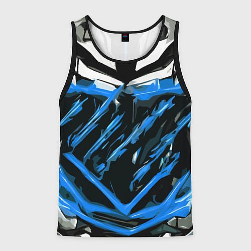 Мужская майка без рукавов Blue and white abstraction on a black background / 3D-Черный – фото 1