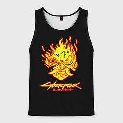 Майка-безрукавка мужская Cyberpunk 2077 fire logo, цвет: 3D-черный