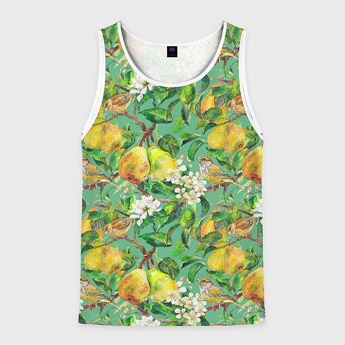 Мужская майка без рукавов Груши и птицы / 3D-Белый – фото 1