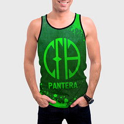 Майка-безрукавка мужская Pantera - green gradient, цвет: 3D-черный — фото 2