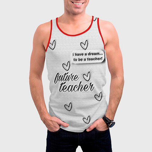 Мужская майка без рукавов Надпись будущий учитель / 3D-Красный – фото 3