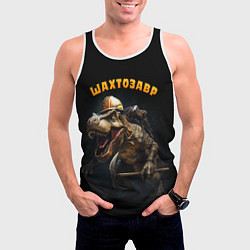 Майка-безрукавка мужская Шатрозавр - динозавр шахтер, цвет: 3D-белый — фото 2