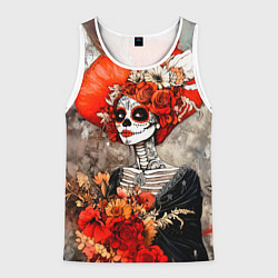Майка-безрукавка мужская Катрина в цветах, цвет: 3D-белый