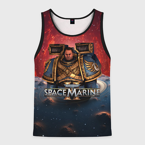 Мужская майка без рукавов Warhammer 40000 space marine 2 Captain Titus / 3D-Черный – фото 1